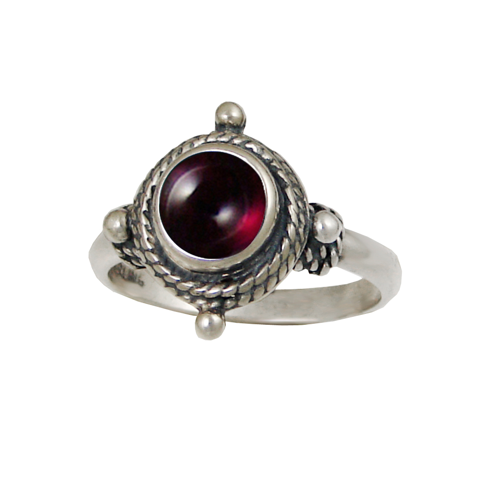 Sterling Silver Gemstone Ring With Garnet Size 8